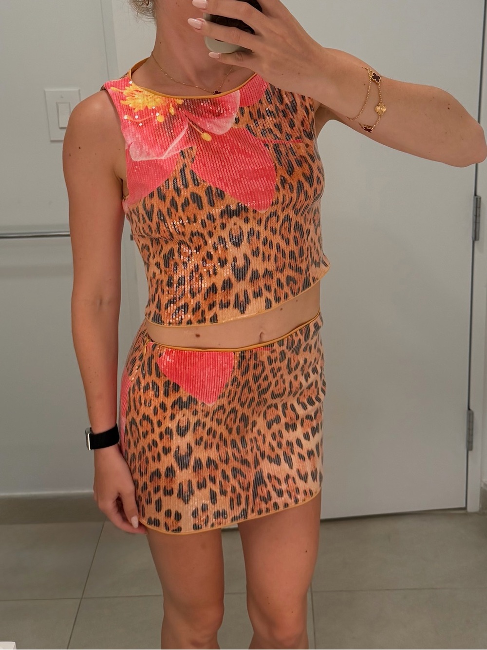 Mini Skirt Co-ord in Lepard and Floral Print